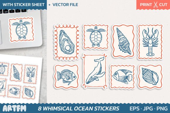 Download Whimsical Ocean Creatures Stickers Pack - Pack Collection