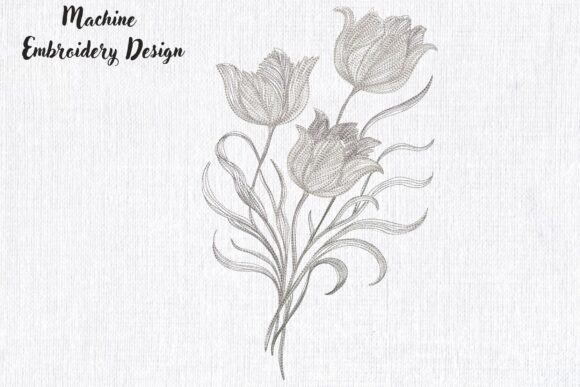 Download Elegant Tulip Trio Blackwork - Blackwork Collection