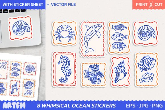 Download Whimsical Ocean Creatures Stickers Pack - Pack Collection