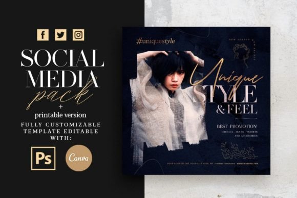 Download Unique Style - Social Media Pack + Flyer Template - Pack Collection