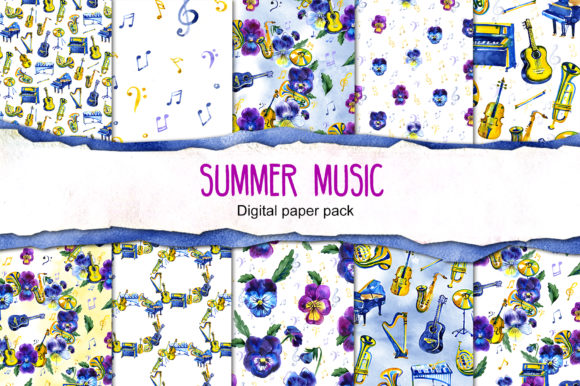 Download Summer Music Digital Paper Pack - Pack Collection