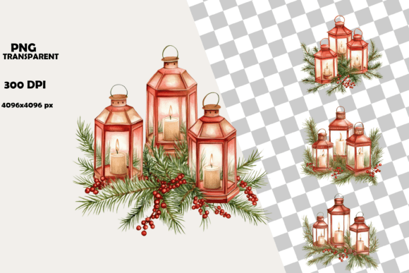 Download Festive Christmas Lanterns Clipart Pack - Pack Collection